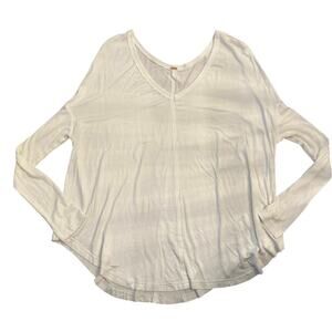 Free People Women's White V-Neck Long Sleeve Top - XS
